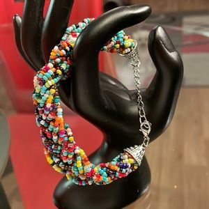 Colorful seed beaded bracelet with extension